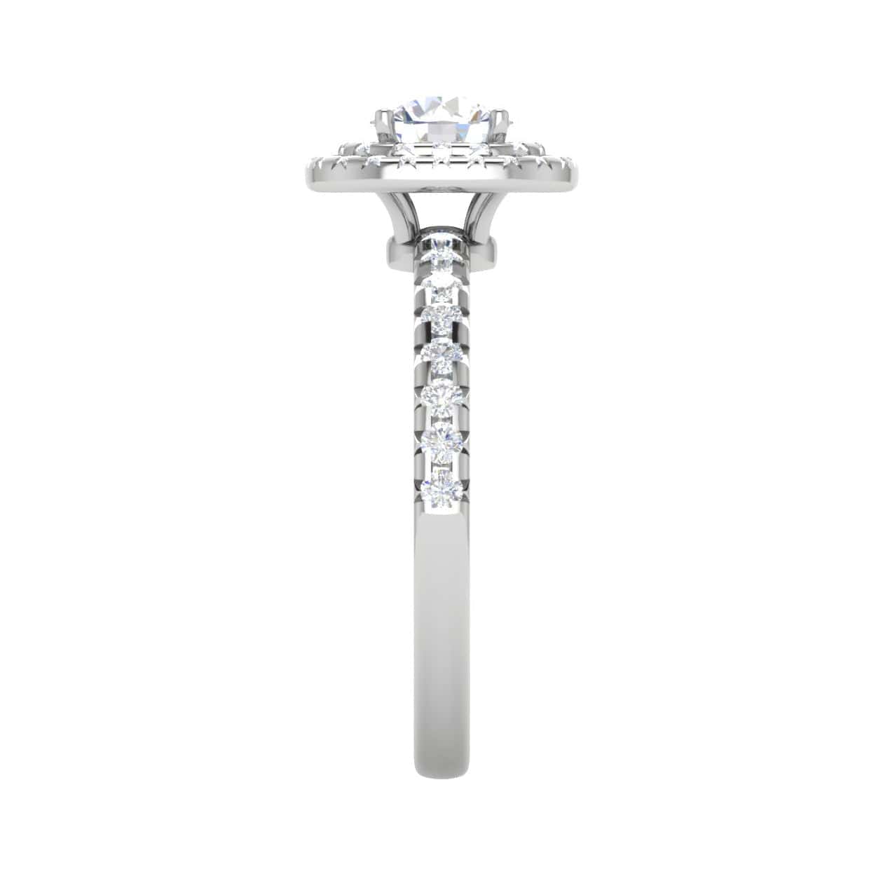 Jewelove™ Rings J VS / Women's Band only 0.50 cts. Solitaire Double Halo Diamond Shank Platinum Ring JL PT RH RD 229