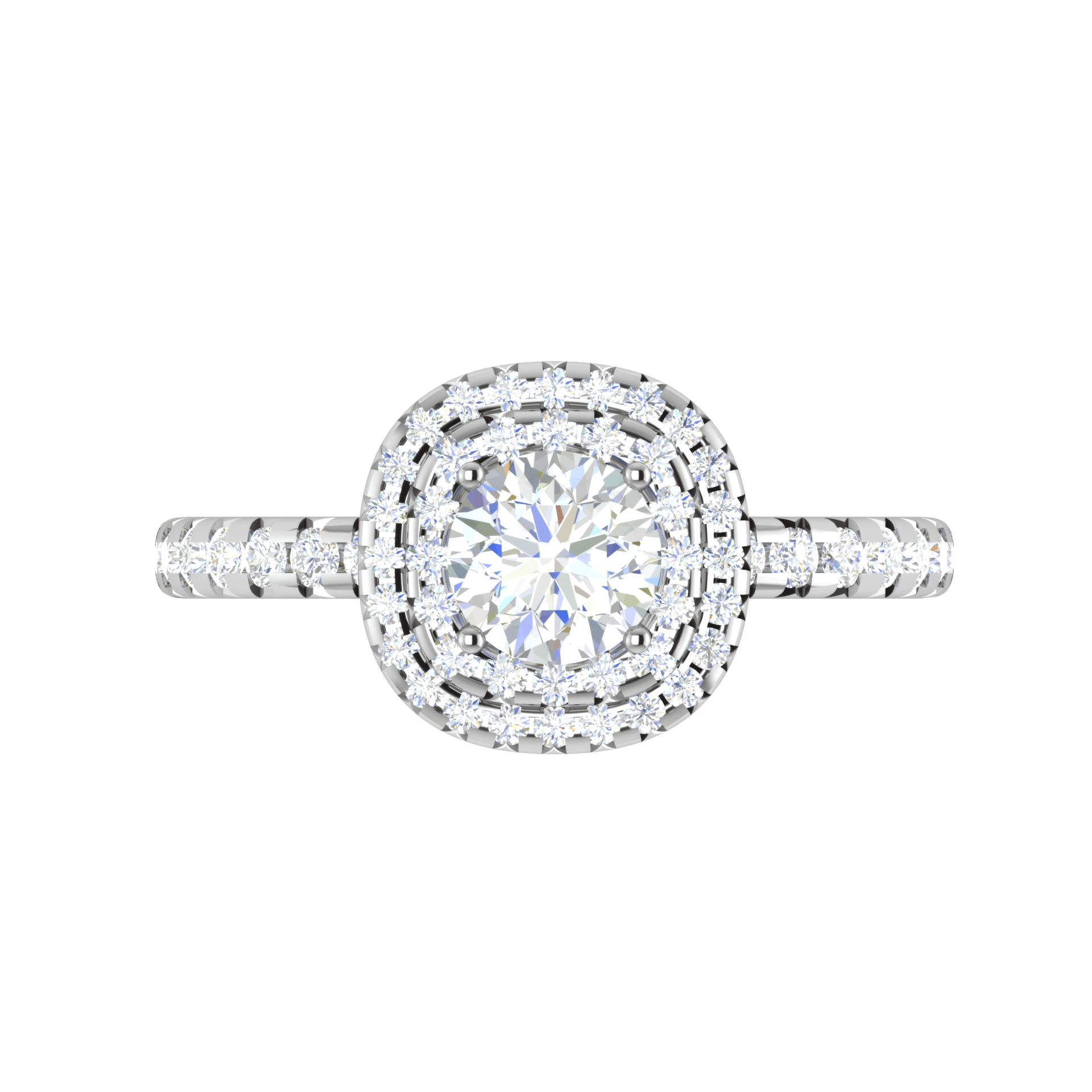 Jewelove™ Rings J VS / Women's Band only 0.50 cts. Solitaire Double Halo Diamond Shank Platinum Ring JL PT RH RD 229