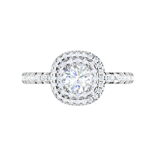 Jewelove™ Rings J VS / Women's Band only 0.50 cts. Solitaire Double Halo Diamond Shank Platinum Ring JL PT RH RD 229