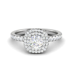 Jewelove™ Rings J VS / Women's Band only 0.50 cts. Solitaire Double Halo Diamond Shank Platinum Ring JL PT RH RD 229