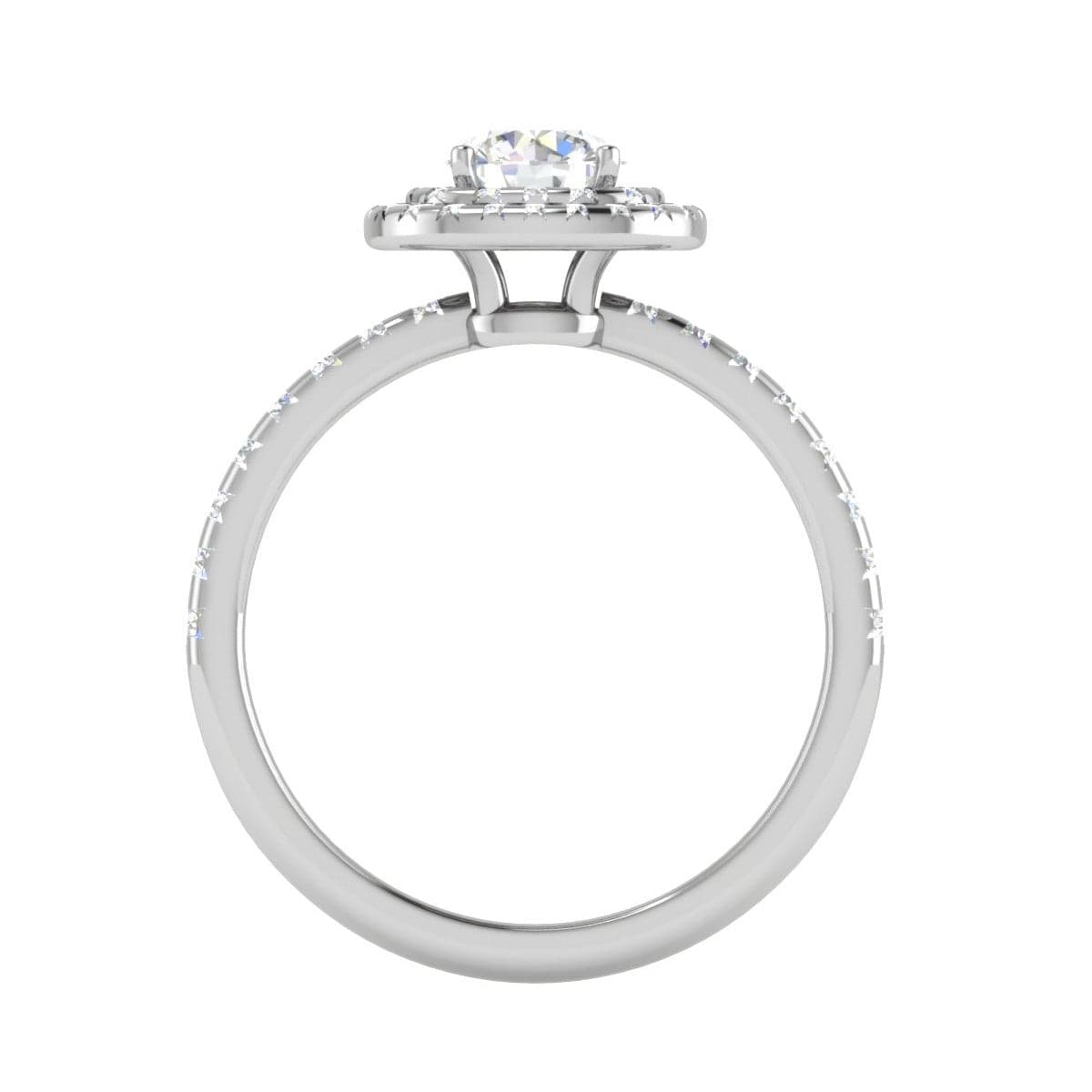 Jewelove™ Rings J VS / Women's Band only 0.50 cts. Solitaire Double Halo Diamond Shank Platinum Ring JL PT RH RD 229