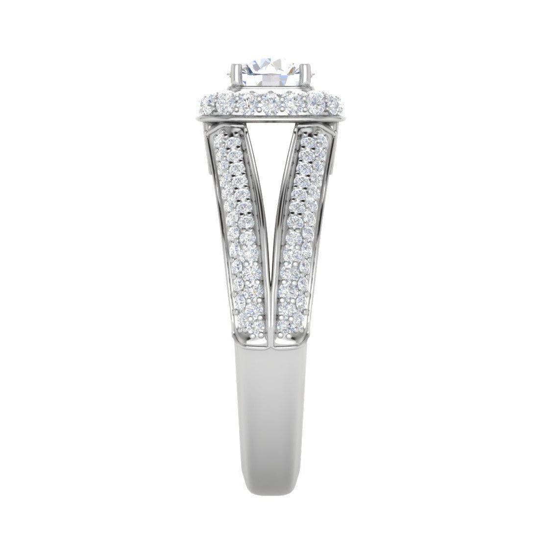 Jewelove™ Rings J VS / Women's Band only 0.50 cts Solitaire Double Halo Diamond Split Shank Platinum Ring JL PT RH RD 196