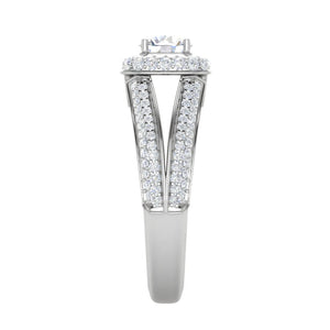 Jewelove™ Rings J VS / Women's Band only 0.50 cts Solitaire Double Halo Diamond Split Shank Platinum Ring JL PT RH RD 196