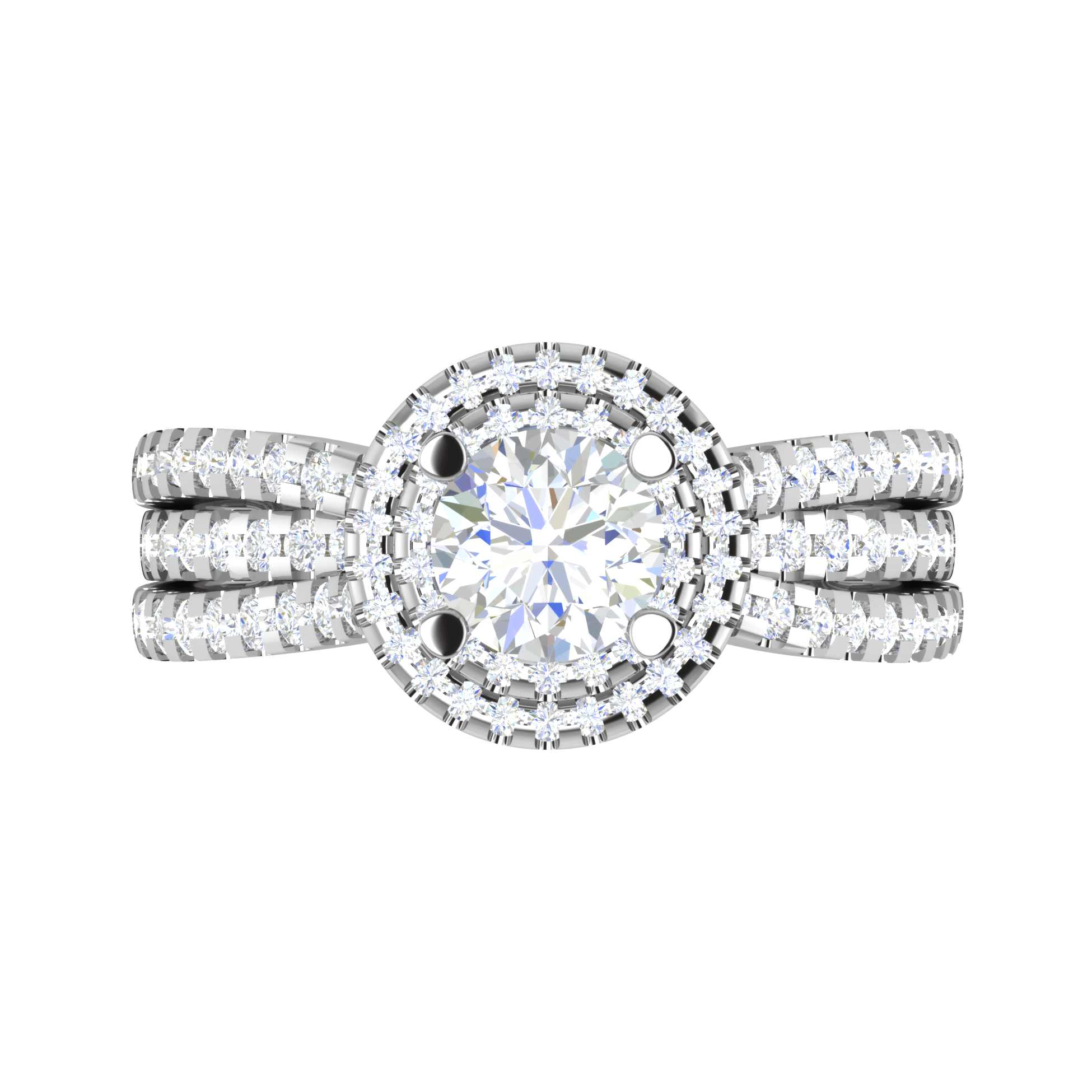 Jewelove™ Rings J VS / Women's Band only 0.50 cts Solitaire Double Halo Diamond Split Shank Platinum Ring JL PT RH RD 214