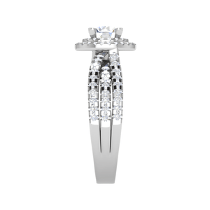 Jewelove™ Rings J VS / Women's Band only 0.50 cts Solitaire Double Halo Diamond Split Shank Platinum Ring JL PT RH RD 214