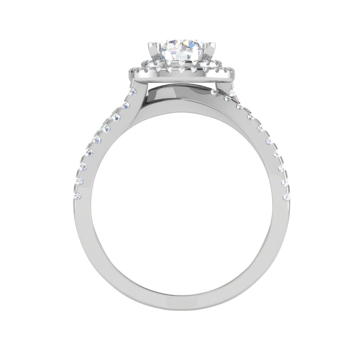 Jewelove™ Rings J VS / Women's Band only 0.50 cts Solitaire Double Halo Diamond Split Shank Platinum Ring JL PT RH RD 214