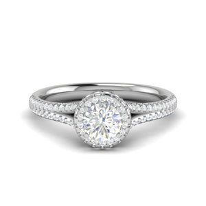 Jewelove™ Rings J VS / Women's Band only 0.50 cts Solitaire Double Halo Diamond Split Shank Platinum Ring JL PT RH RD 242