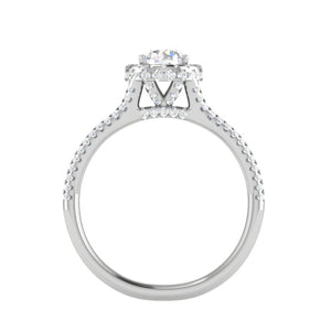 Jewelove™ Rings J VS / Women's Band only 0.50 cts Solitaire Double Halo Diamond Split Shank Platinum Ring JL PT RH RD 242