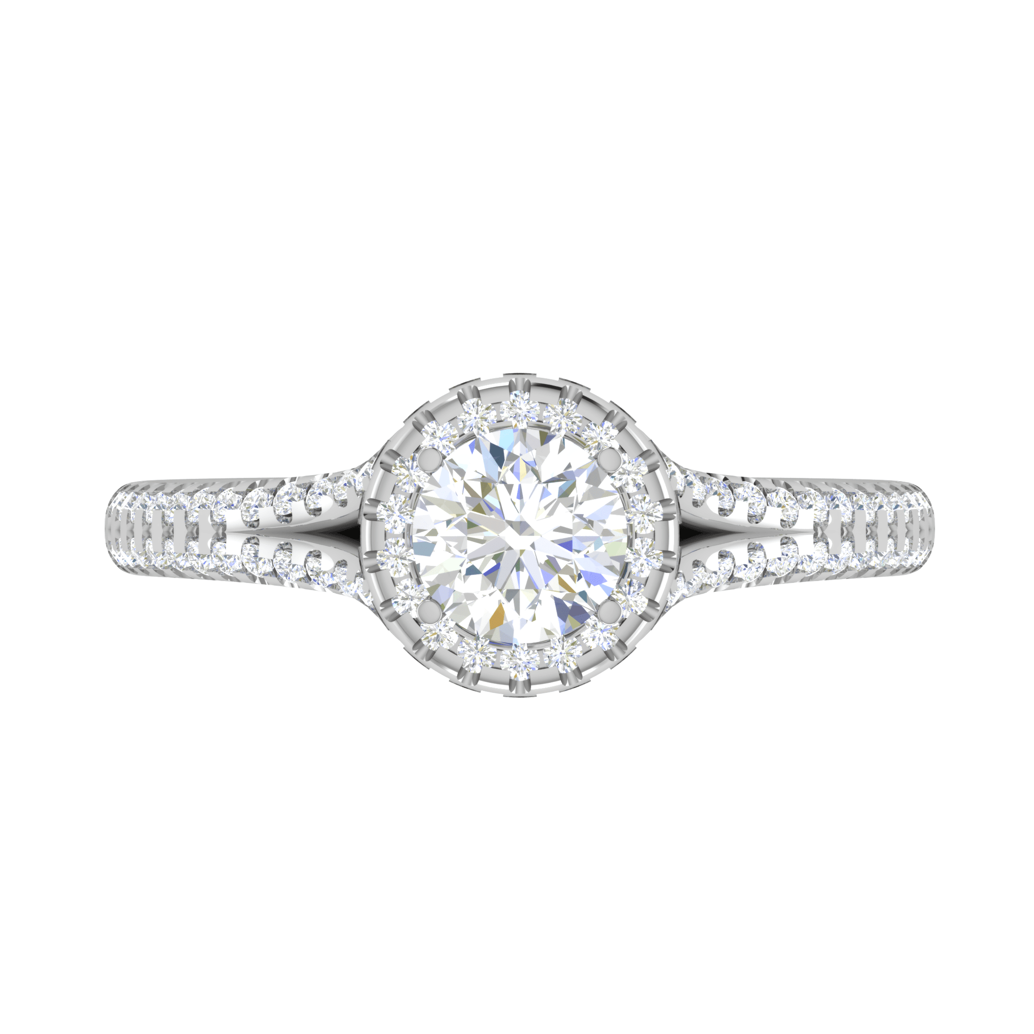 Jewelove™ Rings J VS / Women's Band only 0.50 cts Solitaire Double Halo Diamond Split Shank Platinum Ring JL PT RH RD 242