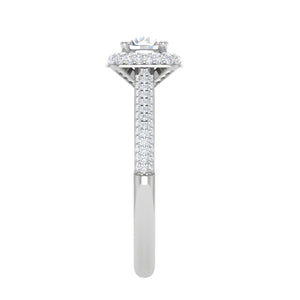 Jewelove™ Rings J VS / Women's Band only 0.50 cts Solitaire Double Halo Diamond Split Shank Platinum Ring JL PT RH RD 253