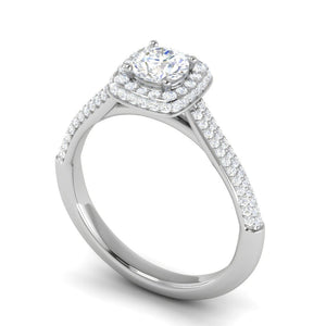 Jewelove™ Rings J VS / Women's Band only 0.50 cts Solitaire Double Halo Diamond Split Shank Platinum Ring JL PT RH RD 253