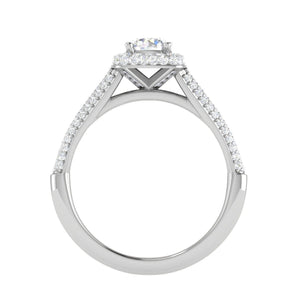 Jewelove™ Rings J VS / Women's Band only 0.50 cts Solitaire Double Halo Diamond Split Shank Platinum Ring JL PT RH RD 253