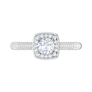 Jewelove™ Rings J VS / Women's Band only 0.50 cts Solitaire Double Halo Diamond Split Shank Platinum Ring JL PT RH RD 253