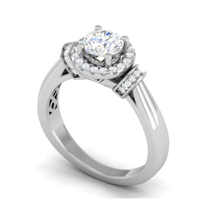 Jewelove™ Rings J VS / Women's Band only 0.50 cts Solitaire Halo Diamond Platinum Ring JL PT JRW2586MM