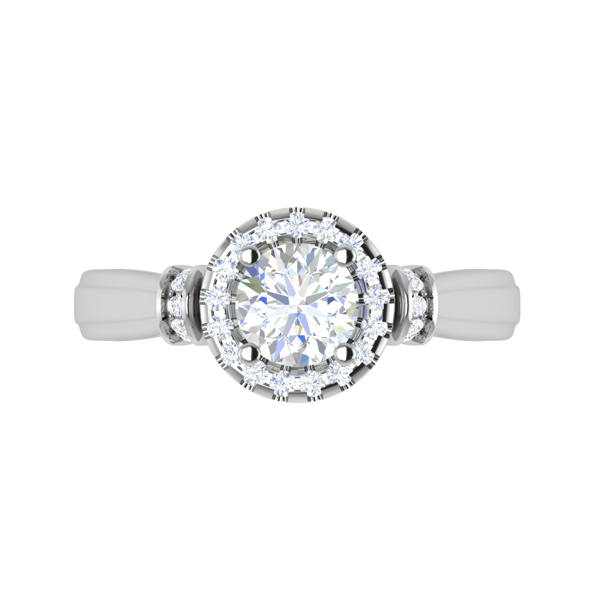 Jewelove™ Rings J VS / Women's Band only 0.50 cts Solitaire Halo Diamond Platinum Ring JL PT JRW2586MM