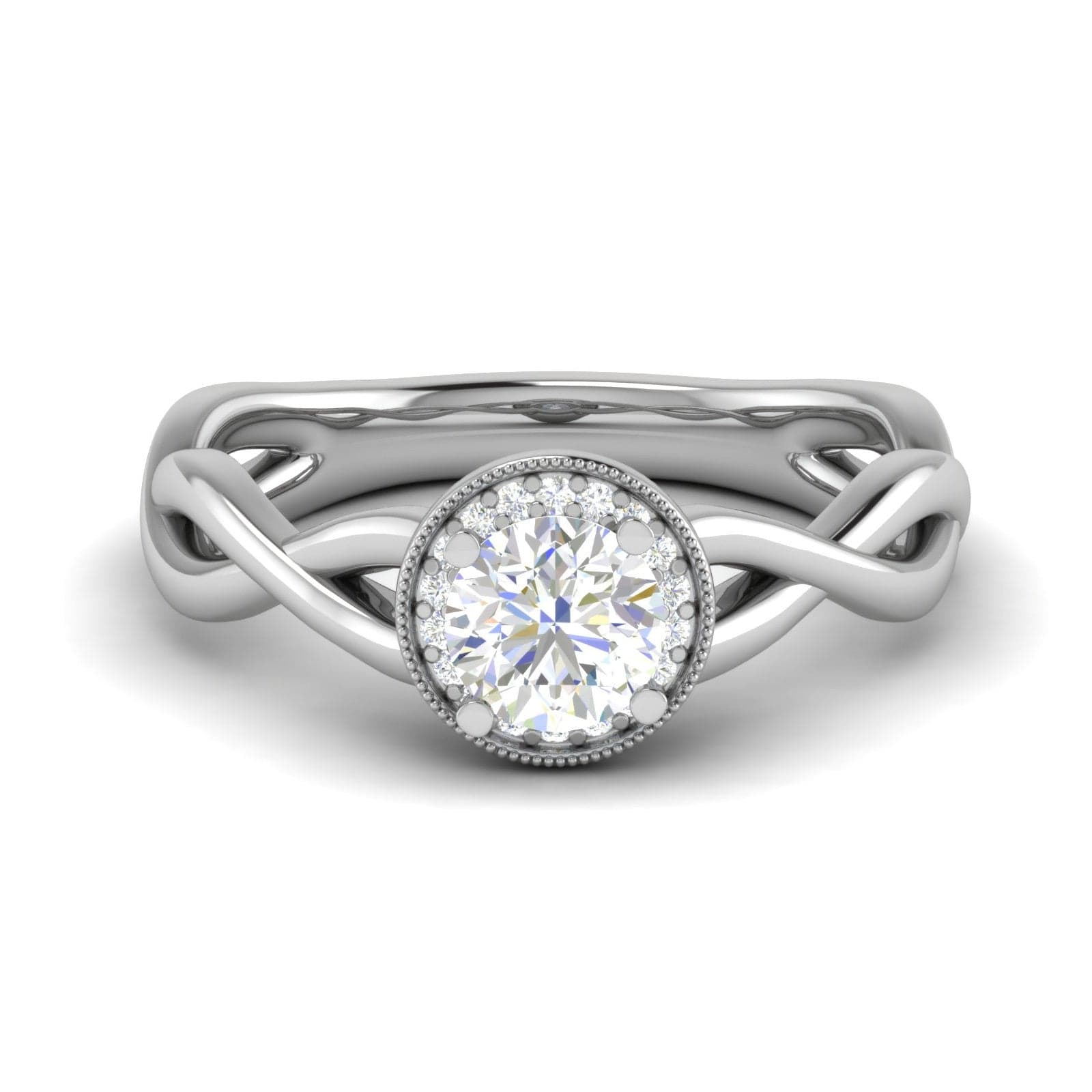 Jewelove™ Rings J VS / Women's Band only 0.50 cts Solitaire Halo Diamond Platinum Ring JL PT RH RD 209