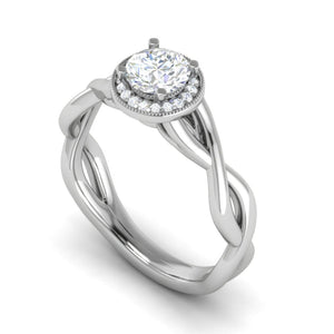 Jewelove™ Rings J VS / Women's Band only 0.50 cts Solitaire Halo Diamond Platinum Ring JL PT RH RD 209