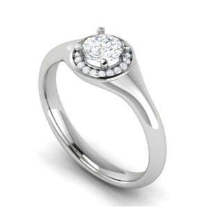 Jewelove™ Rings J VS / Women's Band only 0.50 cts Solitaire Halo Diamond Platinum Ring JL PT RH RD 215