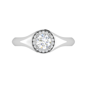 Jewelove™ Rings J VS / Women's Band only 0.50 cts Solitaire Halo Diamond Platinum Ring JL PT RH RD 215