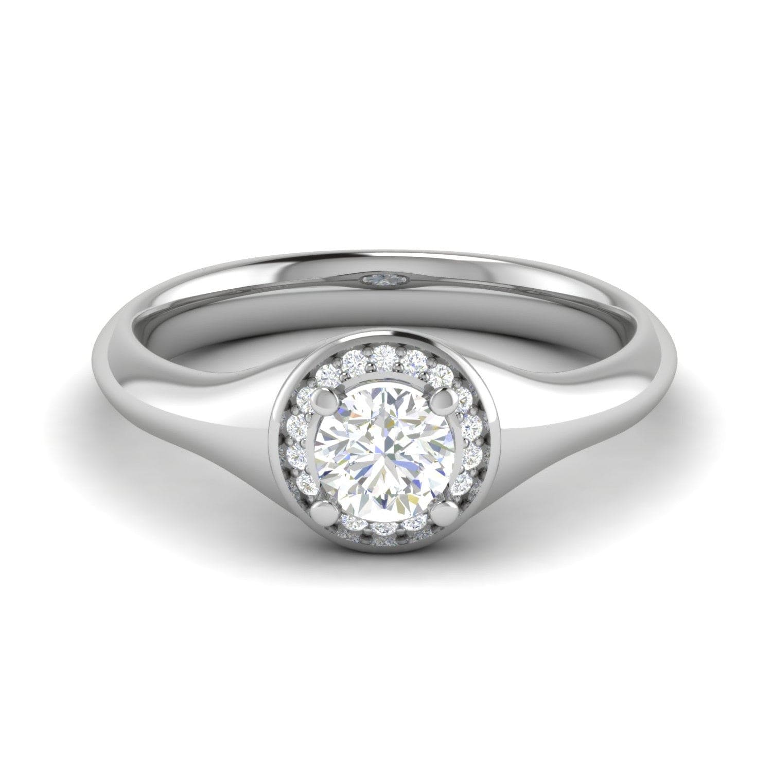 Jewelove™ Rings J VS / Women's Band only 0.50 cts Solitaire Halo Diamond Platinum Ring JL PT RH RD 215