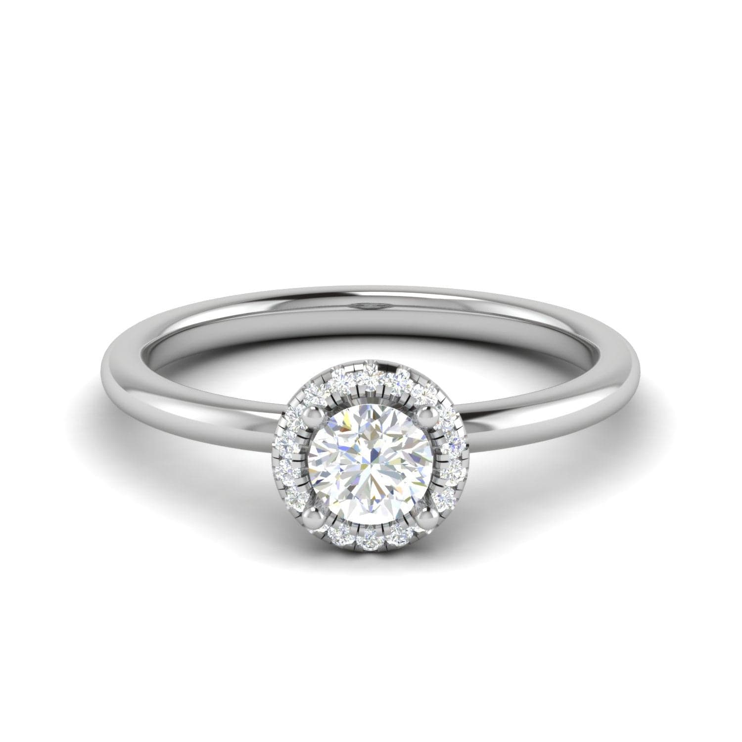 Jewelove™ Rings J VS / Women's Band only 0.50 cts Solitaire Halo Diamond Platinum Ring JL PT RH RD 216