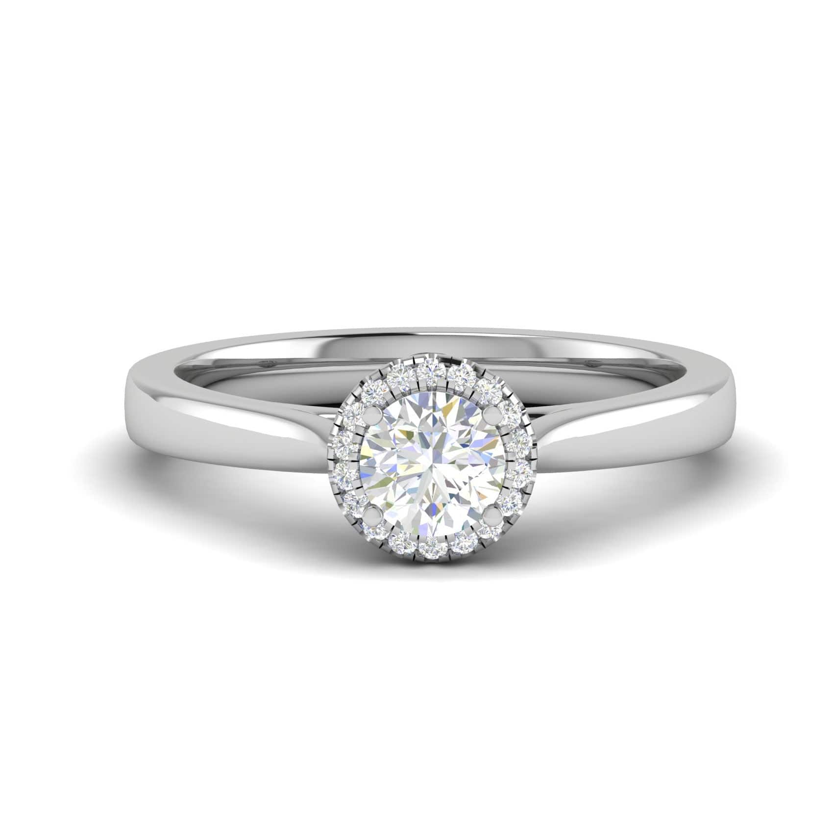 Jewelove™ Rings J VS / Women's Band only 0.50 cts Solitaire Halo Diamond Platinum Ring JL PT RH RD 239