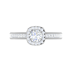 Jewelove™ Rings J VS / Women's Band only 0.50 cts Solitaire Halo Diamond Platinum with Princess cut Side Diamond Ring JL PT RH RD 192