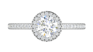 Jewelove™ Rings J VS / Women's Band only 0.50 cts Solitaire Halo Diamond Shank Platinum Ring JL PT RH RD 114