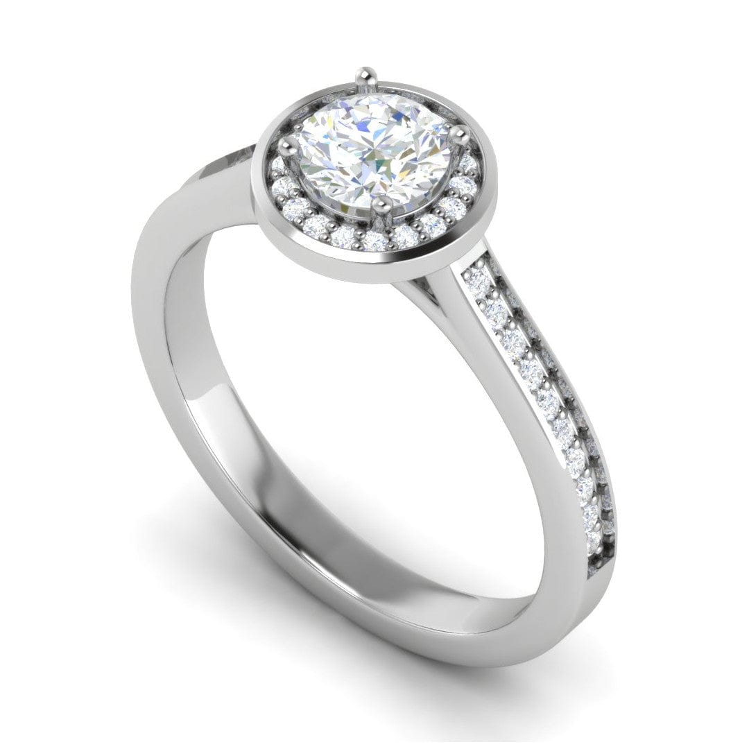 Jewelove™ Rings J VS / Women's Band only 0.50 cts Solitaire Halo Diamond Shank Platinum Ring JL PT RH RD 203