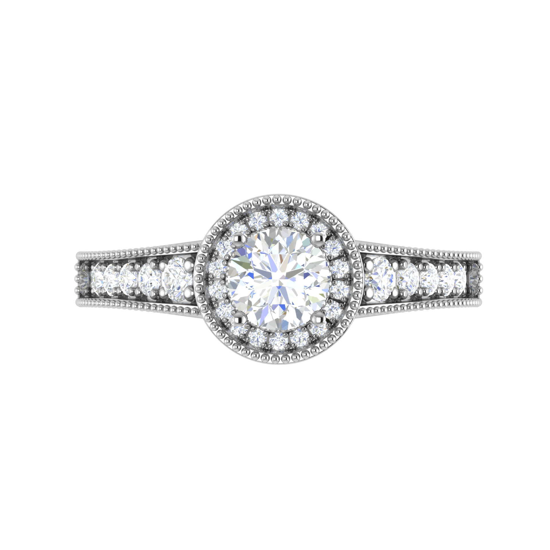 Jewelove™ Rings J VS / Women's Band only 0.50 cts Solitaire Halo Diamond Shank Platinum Ring JL PT RH RD 203