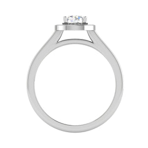 Jewelove™ Rings J VS / Women's Band only 0.50 cts Solitaire Halo Diamond Shank Platinum Ring JL PT RH RD 203