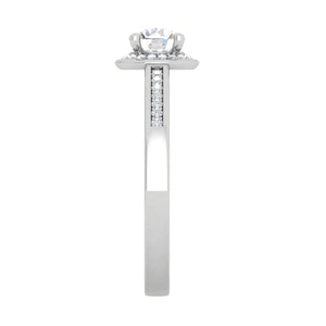 Jewelove™ Rings J VS / Women's Band only 0.50 cts Solitaire Halo Diamond Shank Platinum Ring JL PT RH RD 205