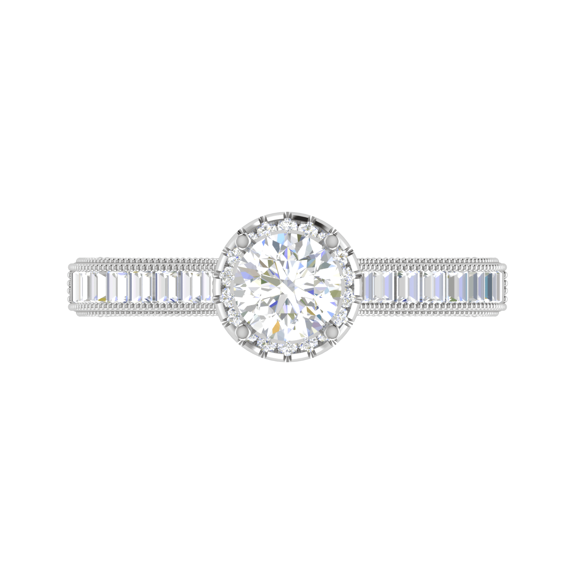 Jewelove™ Rings J VS / Women's Band only 0.50 cts Solitaire Halo Diamond Shank Platinum Ring JL PT RH RD 207