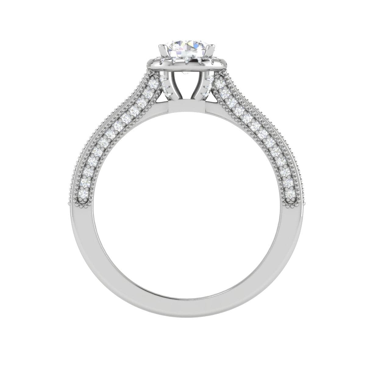 Jewelove™ Rings J VS / Women's Band only 0.50 cts Solitaire Halo Diamond Shank Platinum Ring JL PT RH RD 207