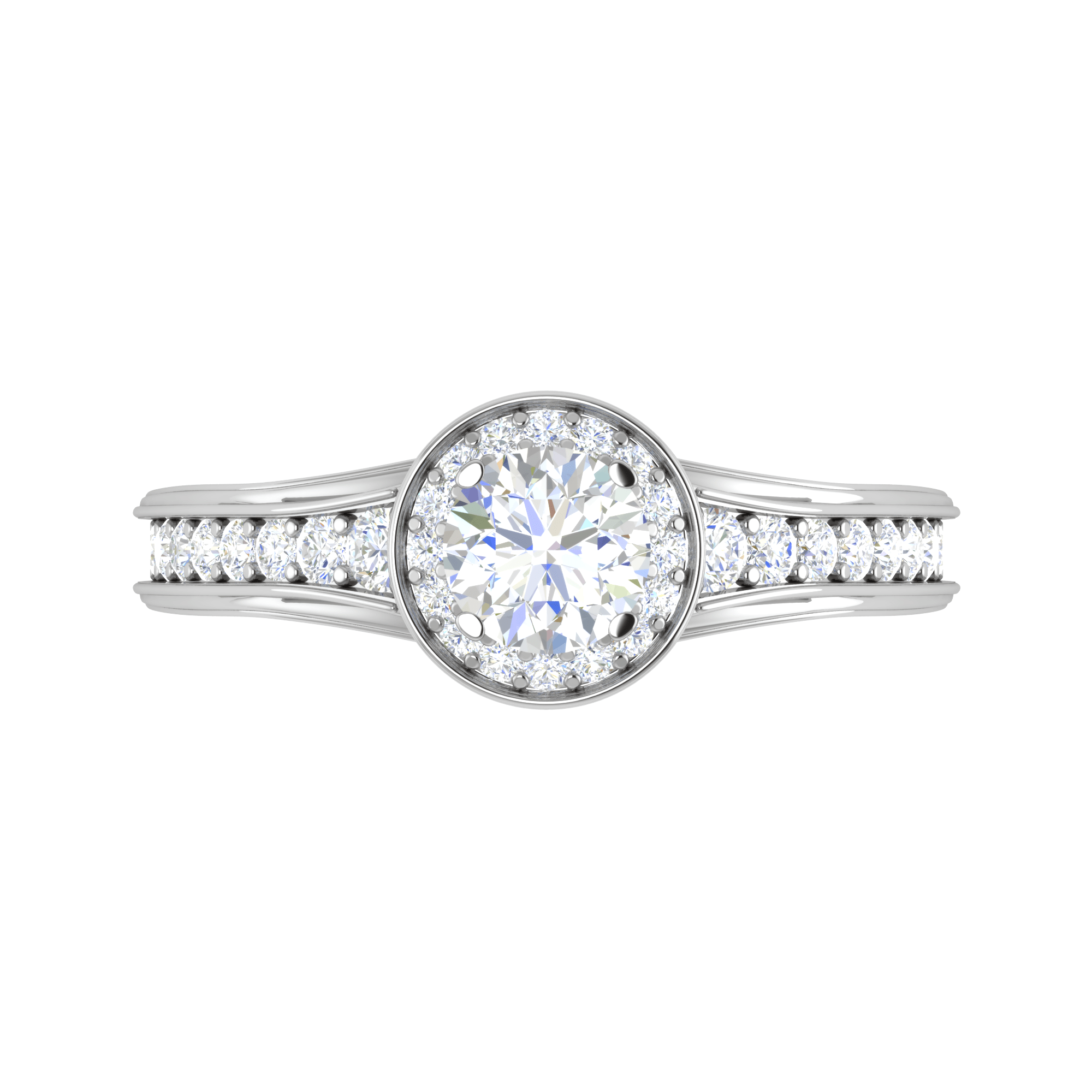 Jewelove™ Rings J VS / Women's Band only 0.50 cts Solitaire Halo Diamond Shank Platinum Ring JL PT RH RD 211