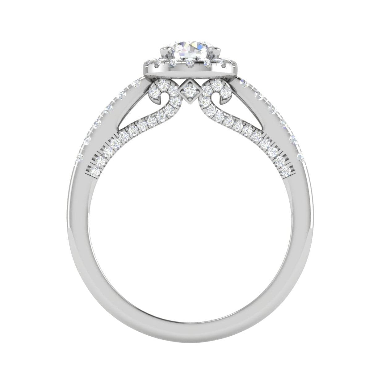 Jewelove™ Rings J VS / Women's Band only 0.50 cts Solitaire Halo Diamond Shank Platinum Ring JL PT RH RD 219