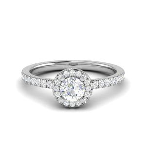 Jewelove™ Rings J VS / Women's Band only 0.50 cts Solitaire Halo Diamond Shank Platinum Ring JL PT RH RD 221