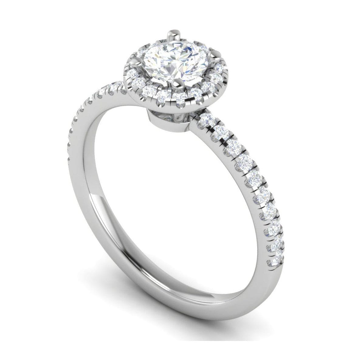 Jewelove™ Rings J VS / Women's Band only 0.50 cts Solitaire Halo Diamond Shank Platinum Ring JL PT RH RD 221