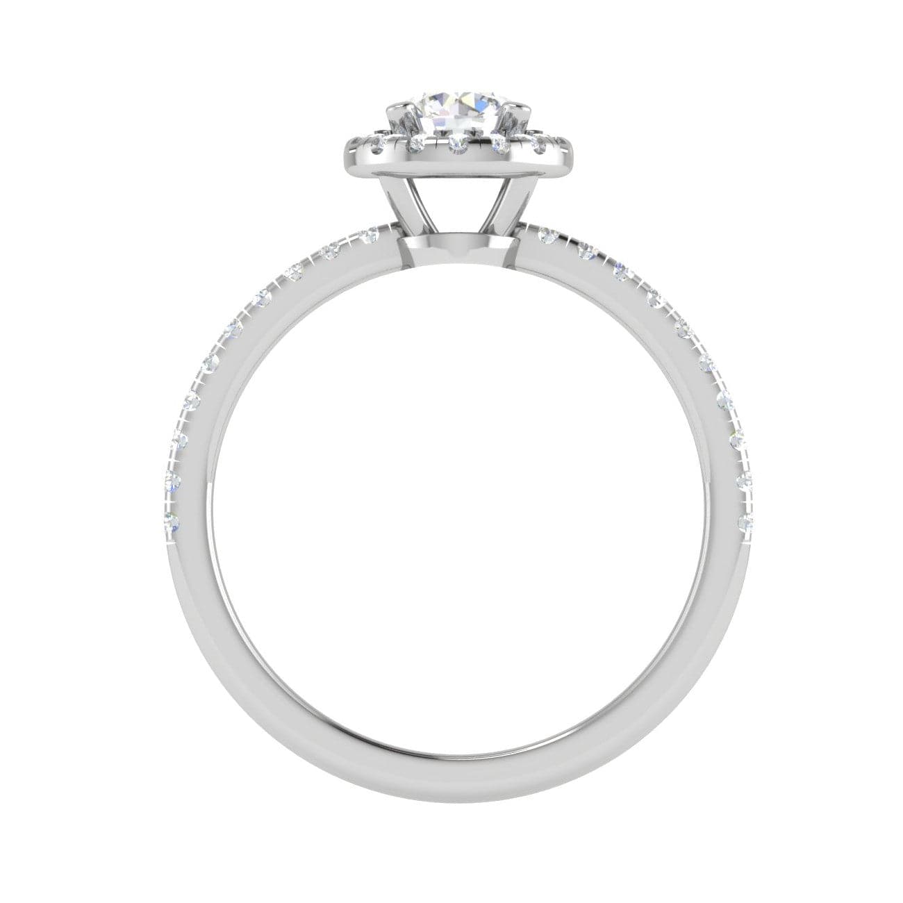 Jewelove™ Rings J VS / Women's Band only 0.50 cts Solitaire Halo Diamond Shank Platinum Ring JL PT RH RD 221