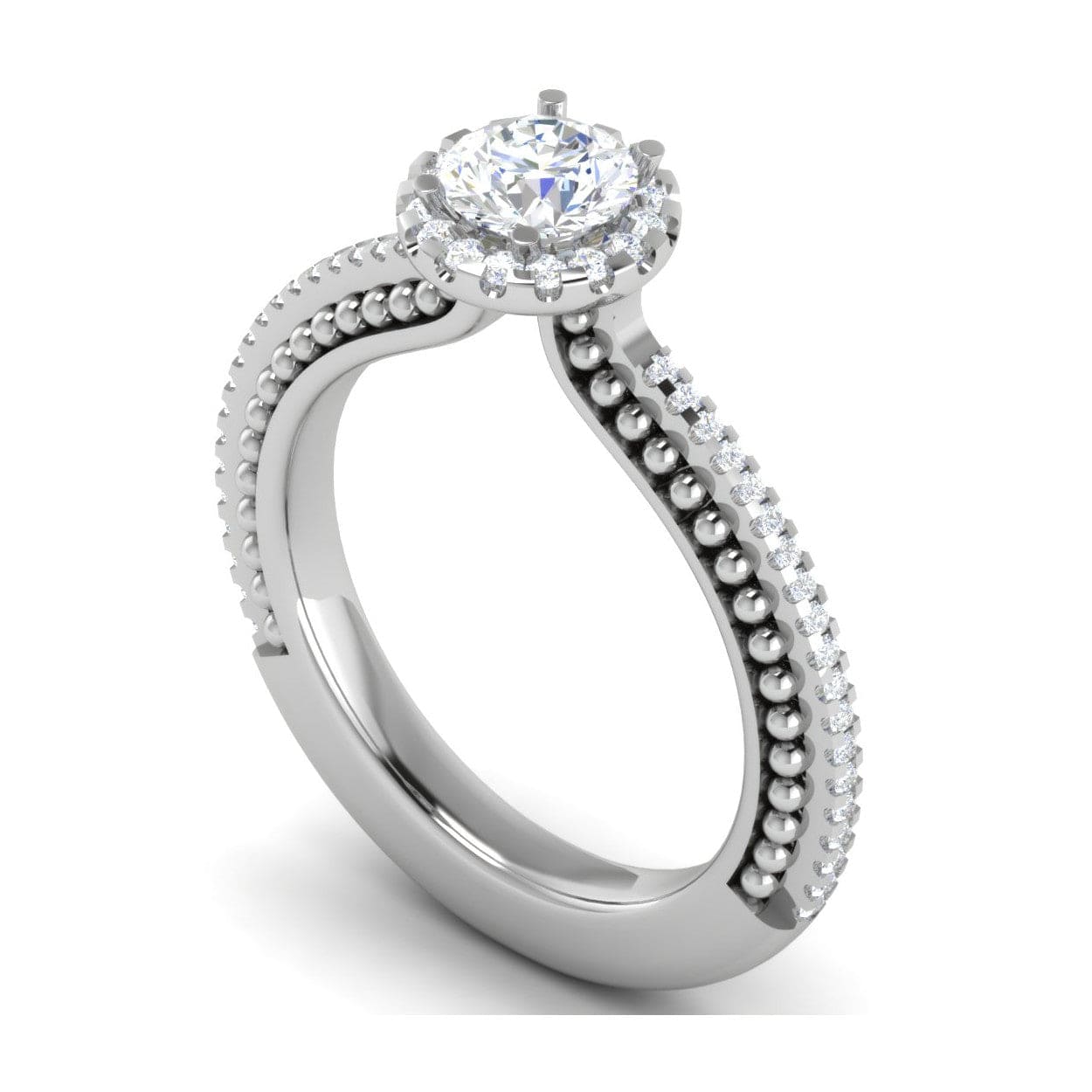 Jewelove™ Rings J VS / Women's Band only 0.50 cts Solitaire Halo Diamond Shank Platinum Ring JL PT RH RD 222