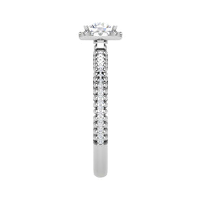 Jewelove™ Rings J VS / Women's Band only 0.50 cts Solitaire Halo Diamond Shank Platinum Ring JL PT RH RD 222