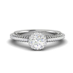 Jewelove™ Rings J VS / Women's Band only 0.50 cts Solitaire Halo Diamond Shank Platinum Ring JL PT RH RD 222