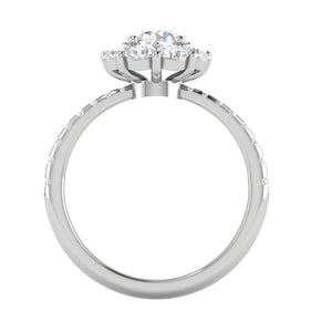 Jewelove™ Rings J VS / Women's Band only 0.50 cts Solitaire Halo Diamond Shank Platinum Ring JL PT RH RD 228