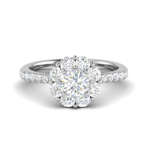 Jewelove™ Rings J VS / Women's Band only 0.50 cts Solitaire Halo Diamond Shank Platinum Ring JL PT RH RD 228