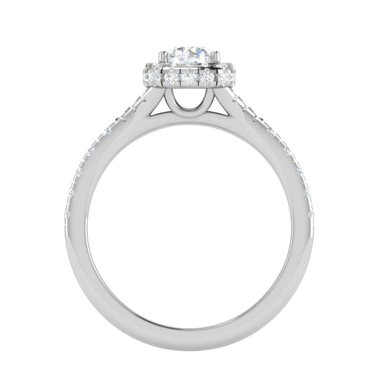 Jewelove™ Rings J VS / Women's Band only 0.50 cts Solitaire Halo Diamond Shank Platinum Ring JL PT RH RD 234