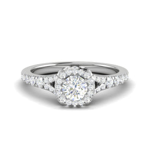 Jewelove™ Rings J VS / Women's Band only 0.50 cts Solitaire Halo Diamond Shank Platinum Ring JL PT RH RD 234