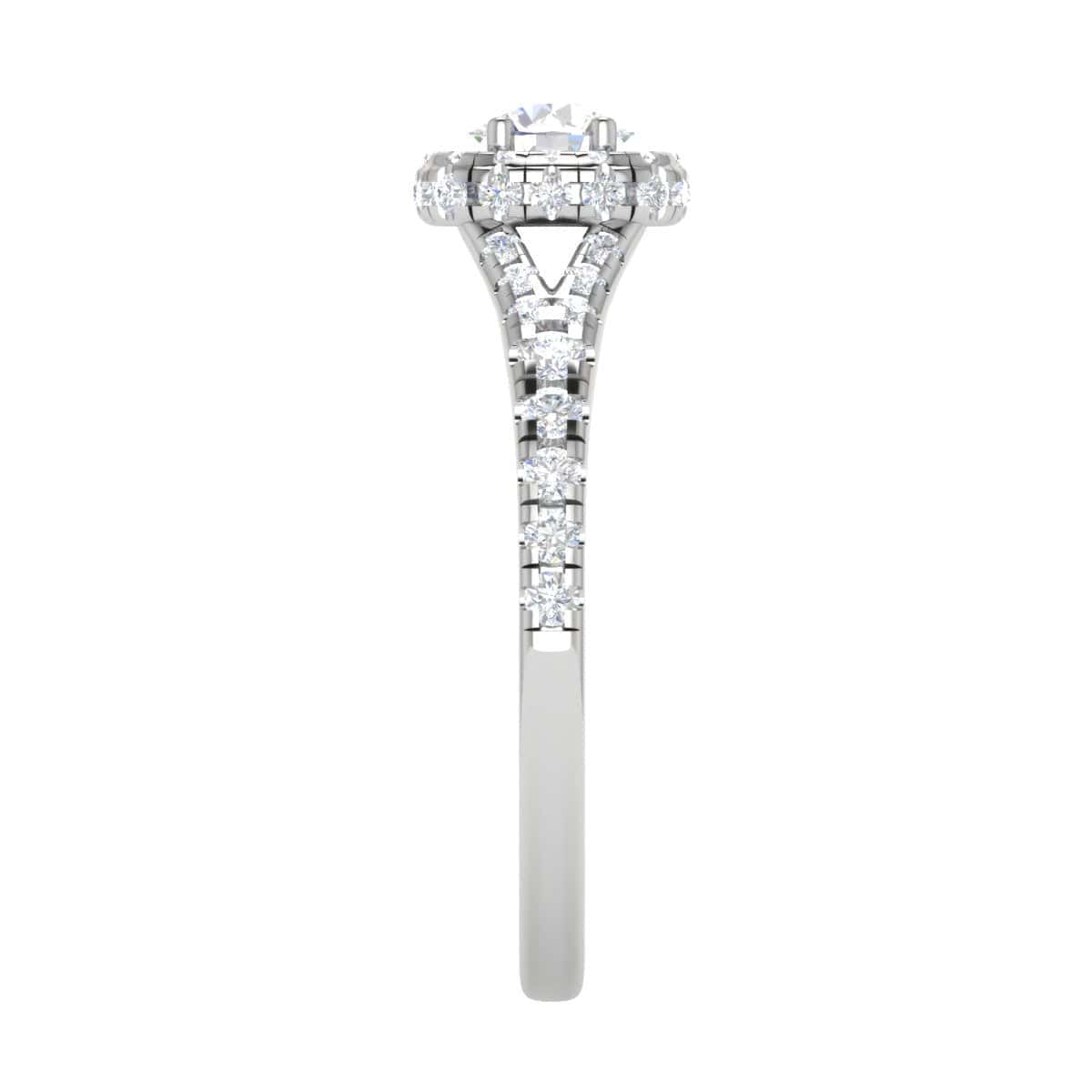 Jewelove™ Rings J VS / Women's Band only 0.50 cts Solitaire Halo Diamond Shank Platinum Ring JL PT RH RD 234