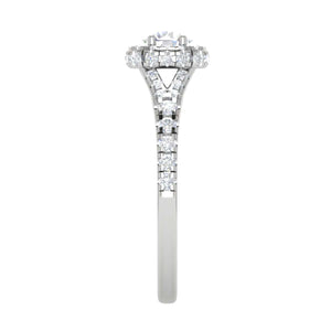 Jewelove™ Rings J VS / Women's Band only 0.50 cts Solitaire Halo Diamond Shank Platinum Ring JL PT RH RD 234