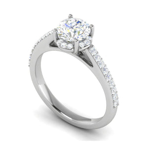 Jewelove™ Rings J VS / Women's Band only 0.50 cts Solitaire Halo Diamond Shank Platinum Ring JL PT RH RD 238