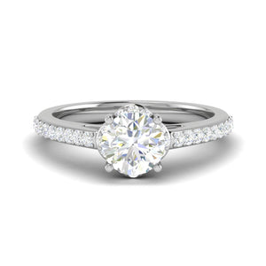 Jewelove™ Rings J VS / Women's Band only 0.50 cts Solitaire Halo Diamond Shank Platinum Ring JL PT RH RD 238